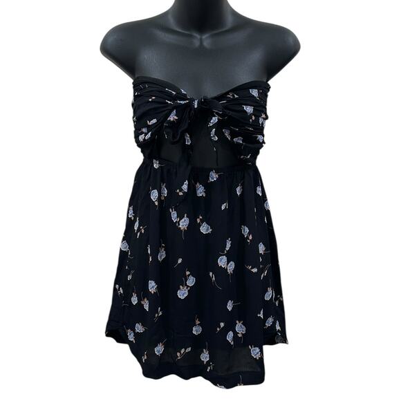For Love & Lemons Strapless Tie Front Floral Print Mini Dress - Picture 5 of 7